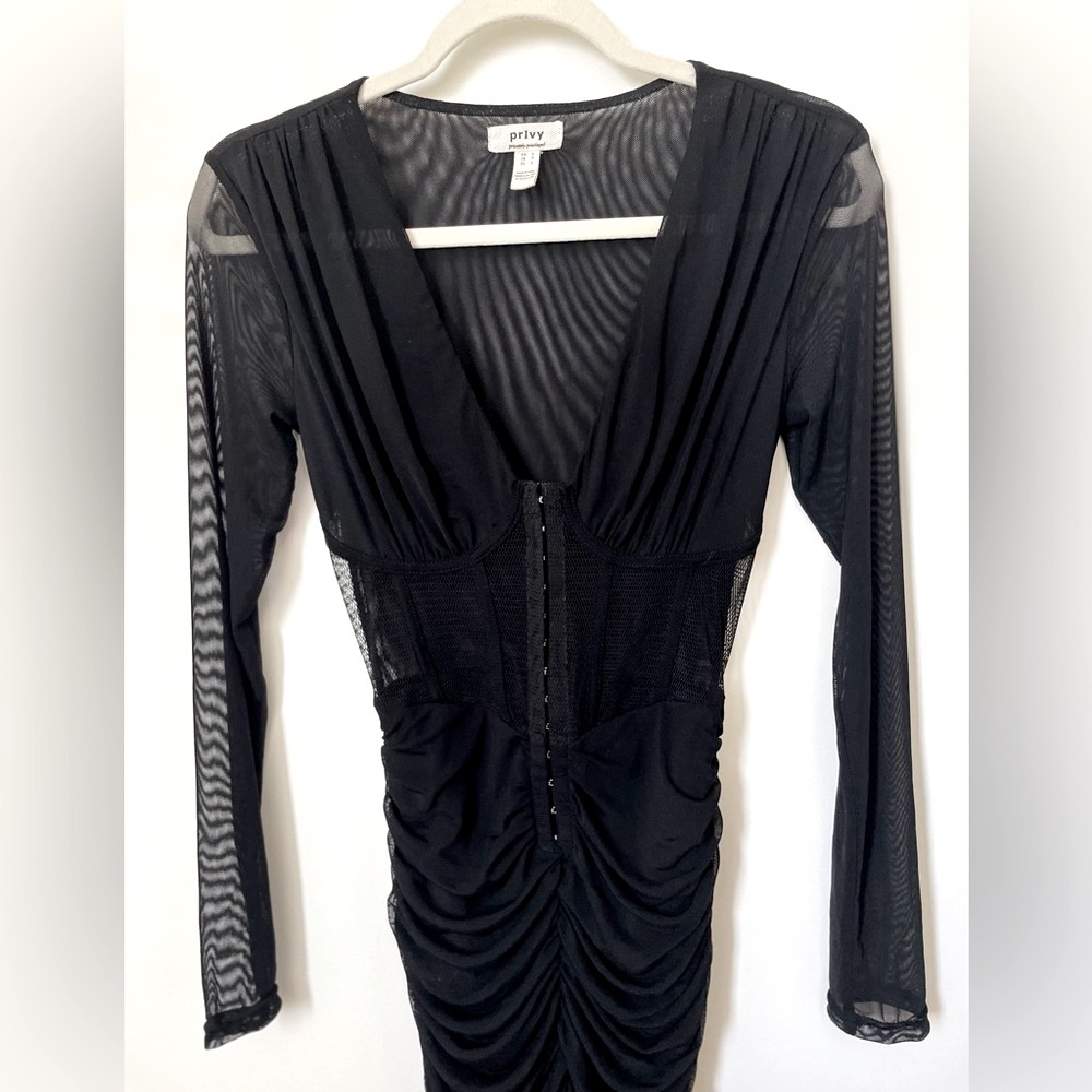 Long Sleeve Corset Black Mesh Romper